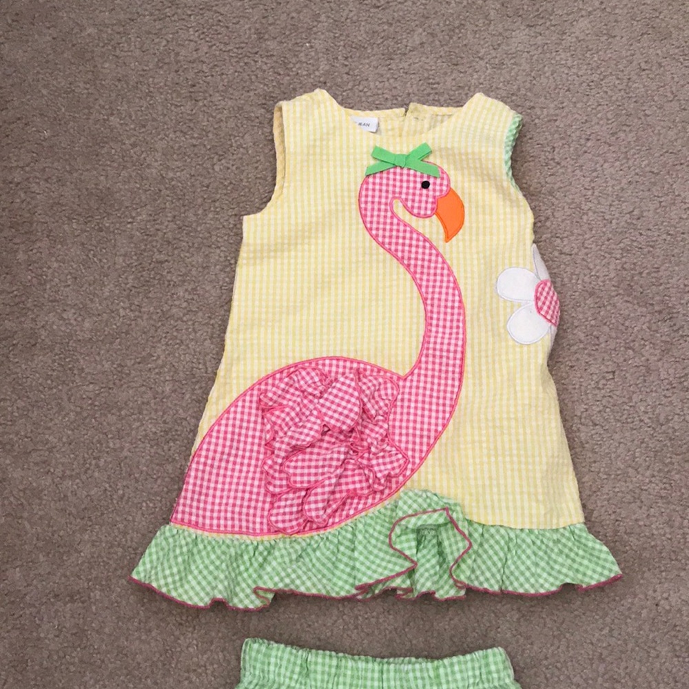 Flamingo Gingham 2 piece set - Picture 2 of 3